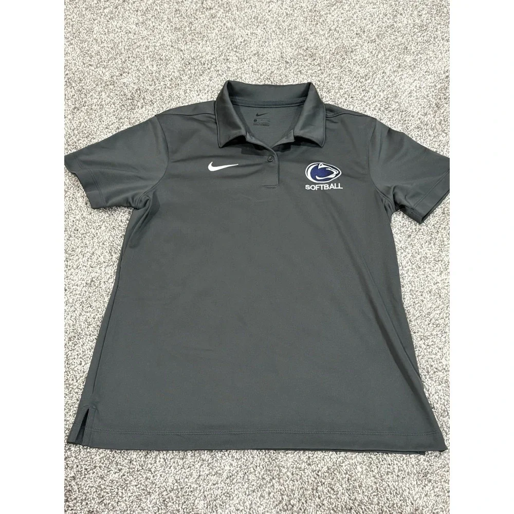 Nike PSU Penn State University Softball Gray Polo Shirt Women's Size Small Shirt